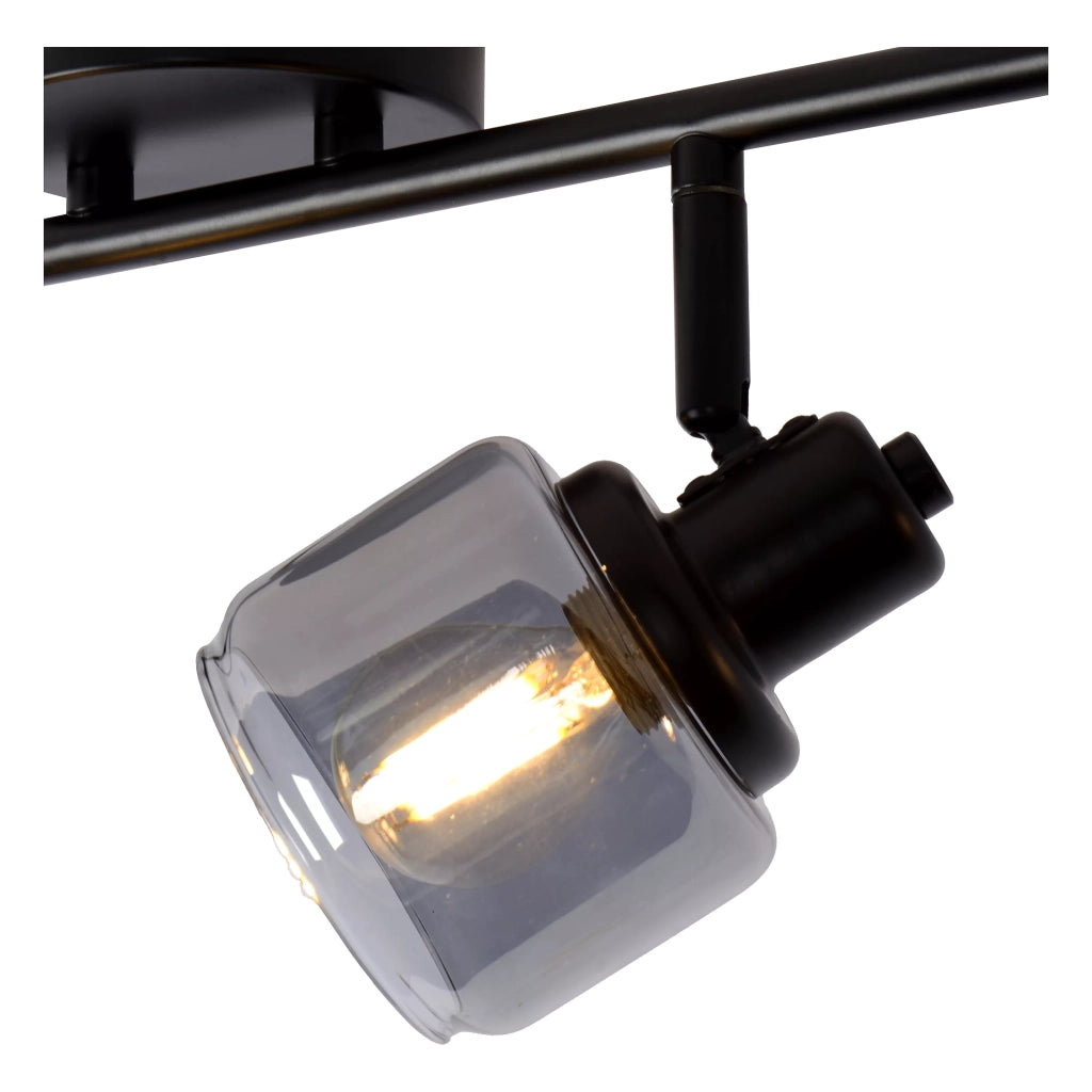 Plafoniera a barra Lucide Bjorn nera vetro 74cm 4xE14