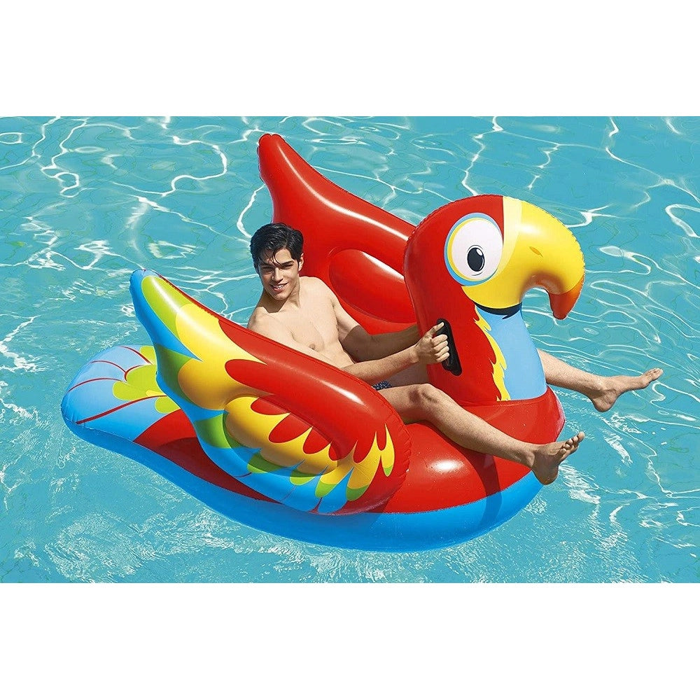 Trade Shop - Cavalcabile Gonfiabile Pappagallo 203x132 Cm Bambini Mare Animale Piscina 41127 -