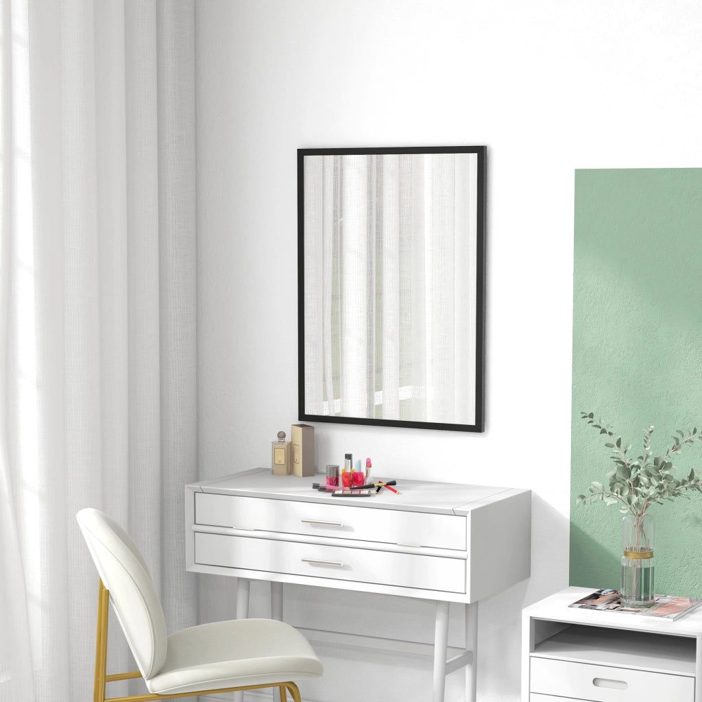 Specchio con Ganci ¨C Minimal ¨C Nero, Vetro e MDF, 60x80 cm