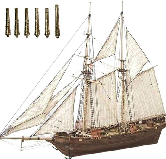 Modello in legno di imbarcazione a vela - Decorativo - Sicuro e Sostenibile - Adatto per bambini dai 7 ai 14 anni - Dimensioni 400 x 150 x 270 mm - Modello di imbarcazione a vela