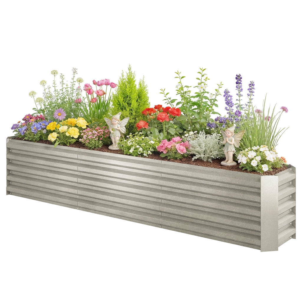 Letto da giardino rialzato in metallo ¨C zephmum ¨C 240x40x45cm grigio argento