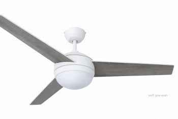 Vam Ventilatore da soffitto Bianco 132 cm Grey wash luce 2xE27 & Telecomando con Sensore Temperatura