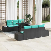Set di divani 7 pz 6-Numero di posti Nero e Blu polyrattan 3349112