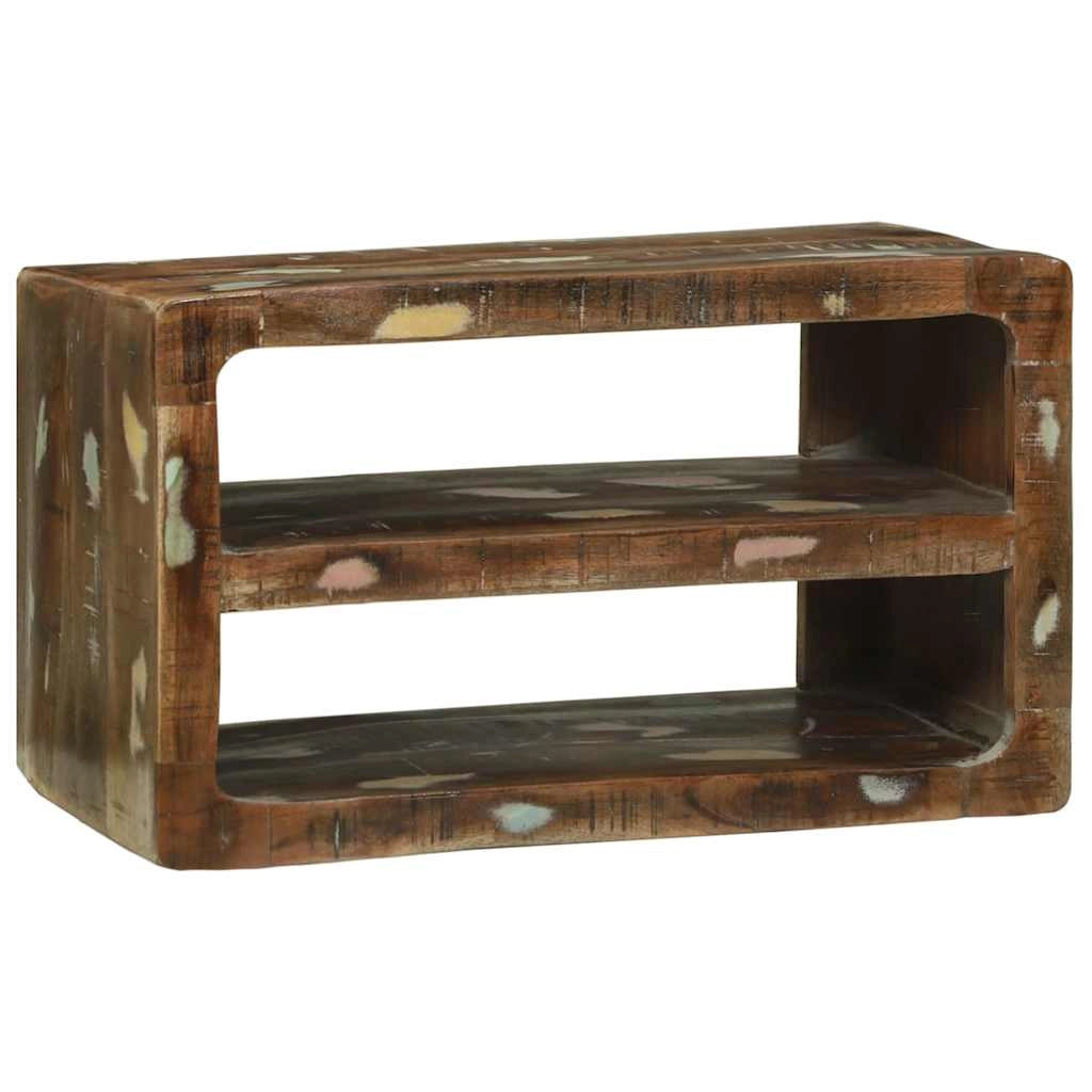 Mobile porta TV moderno con 2 ripiani portaoggetti 60 x 32 x 36 cm in legno massello di recupero 02_0058076