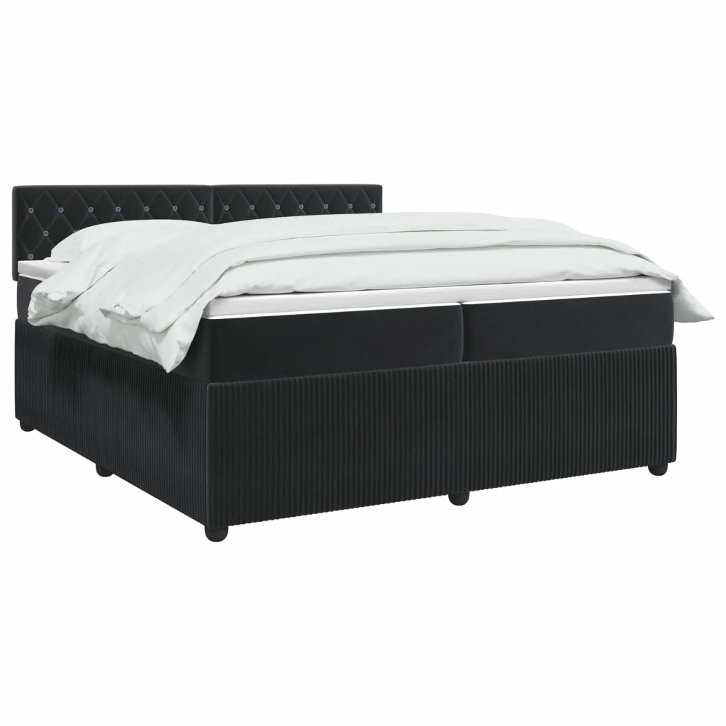 Letto box spring con materasso Nero 200 x 200 cm Velluto 3453205