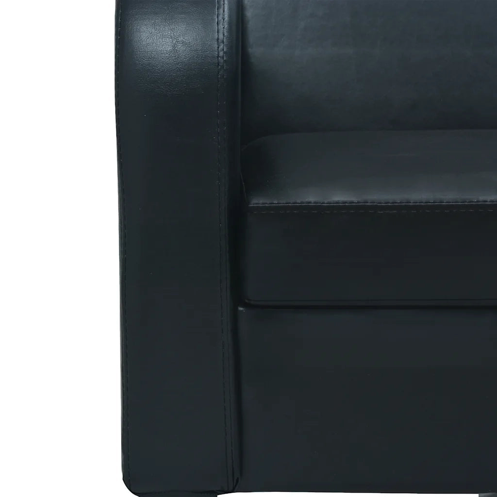 Divano a 2 Posti-Sofa 2 Posti in Pelle Artificiale Nero
