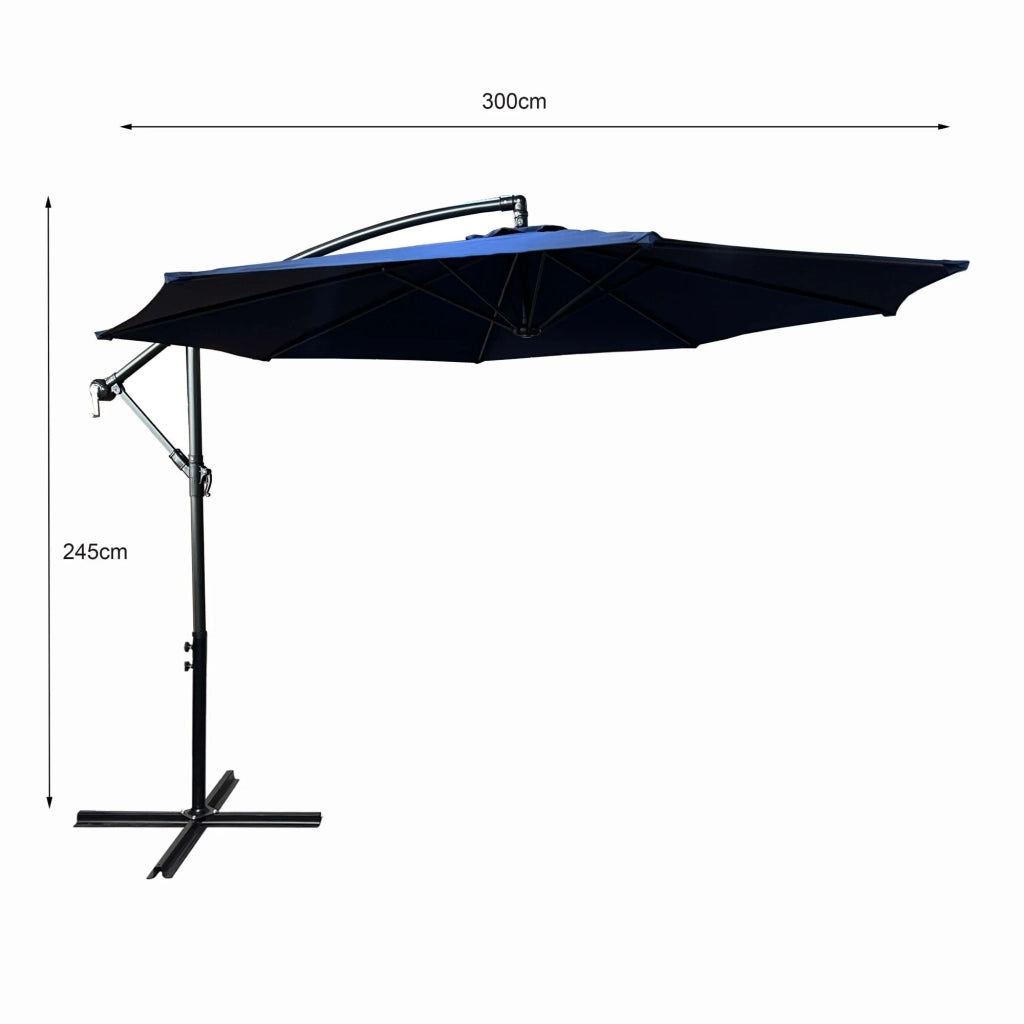 Ombrellone da giardino ASTER con protezione UV in colore blu scuro peso 12,1 kg dimensioni 300x300x245 cm
