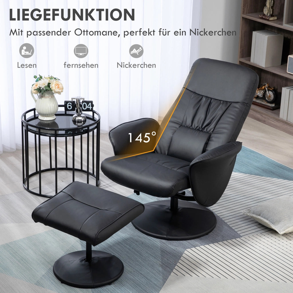 Poltrona Relax con Poggiapiedi ¨C Minimal ¨C Grigio Scuro Tessuto