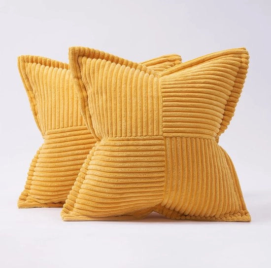 Coprisacco 45x45 chiaro giallo, a strisce, imbottitura super morbida per salotto, camera da letto, casa, divano, poltrona, letto, cuscini, 2 x coprisacco (il cuscino non incluso)
