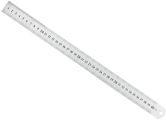 Misuratore Lineare 400 mm - Misuratore in Acciaio Inossidabile - Lato Rettilineo - Supporto di Appoggio - Alta Precisione - Copertura in Plastica - Livella