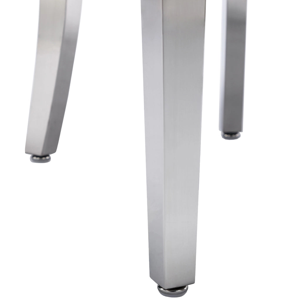 Sedia da pranzo in velluto beige con telaio in legno massiccio; gambe in metallo e schienale con fibbia quadrata