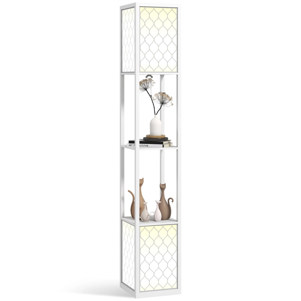 Lampada da Terra Moderna con Ripiani ¨C Zephmum ¨C Bianco 26x26x156 cm