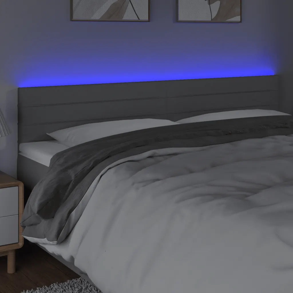 Testiera | Testata a LED Grigio Chiaro 200x5x78/88 cm in Tessuto