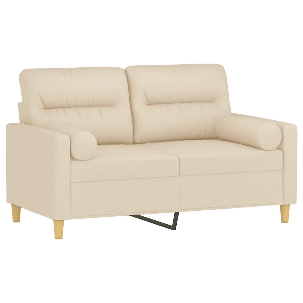 Divano a 2 Posti con Cuscini-Sofa 2 Posti con Cuscini Crema 120 cm in Tessuto 736403