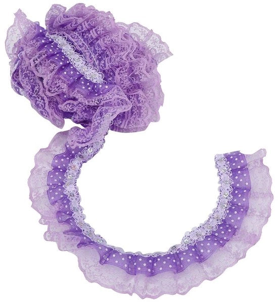 Lace Ribbon - Tela di Laccio - Organza Piegata - Blu - Decorazione DIY - Adatto per Matrimoni - 5 Metri