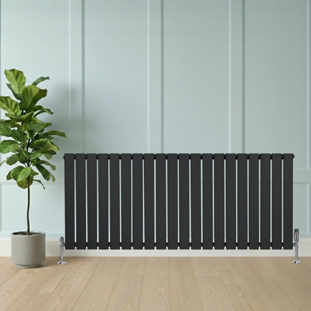 Radiatore Orizzontale 600 x 1400 mm con Valvole TRV Grigio Antracite