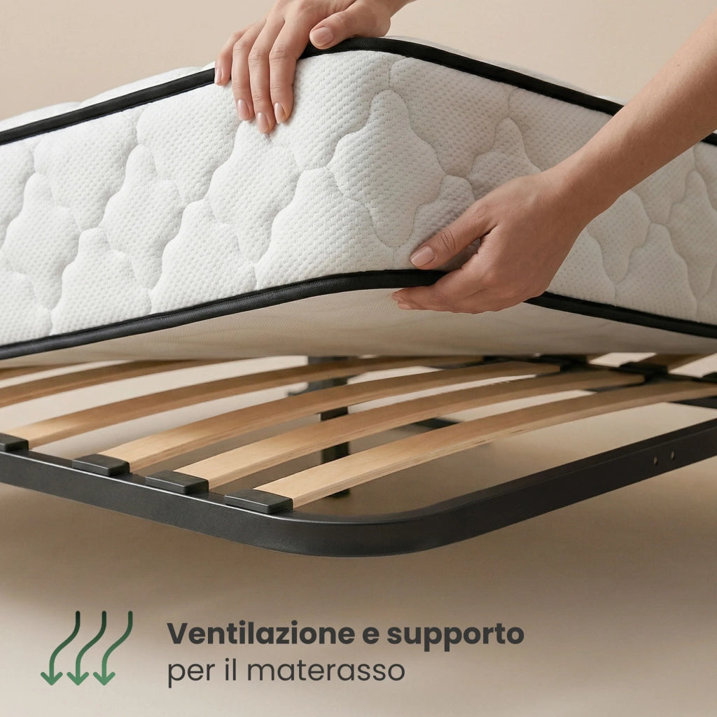 Rete Letto in Metallo con Pistoni a Gas 28 Doghe Divisibile 160x200 cm