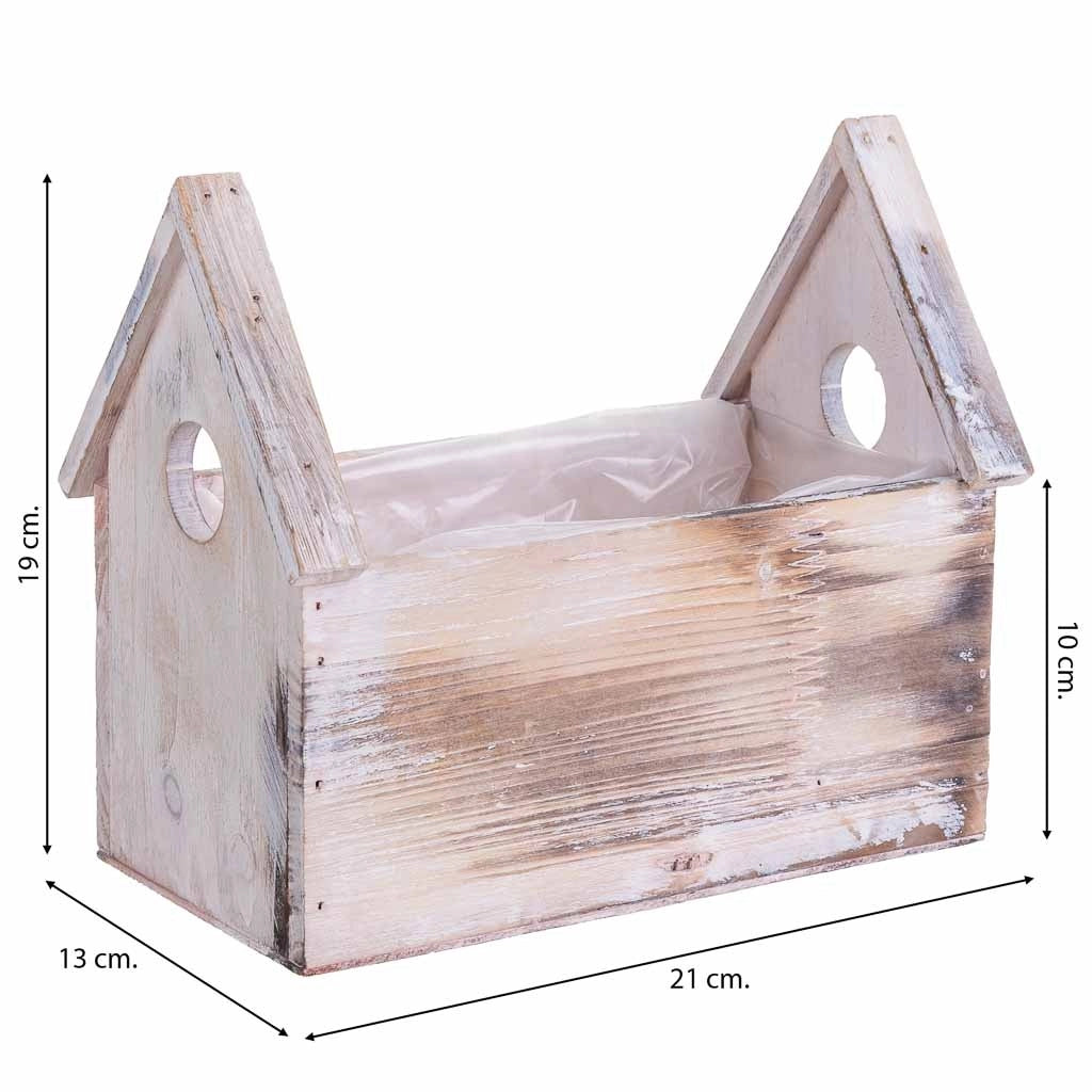 Supporto per fioriera rettangolare in legno 21x13x19/10H cm