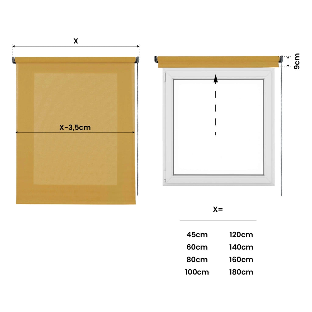 Tenda a Rullo Filtrante, Tenda Avvolgibile Traslucida Liscia Per Finestre e Porte Giallo 100x250 cm