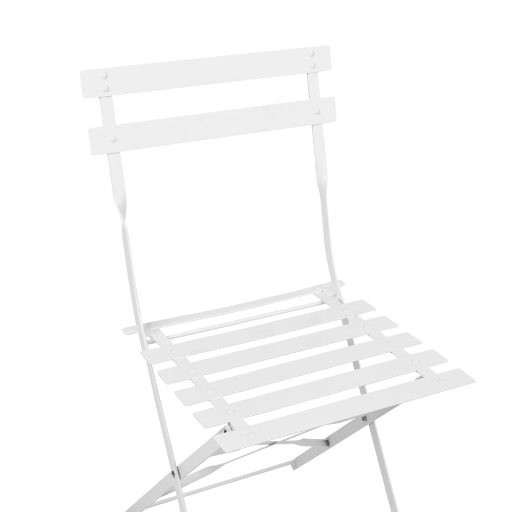 Set da Esterno 3 pezzi Tavolino e 2 Sedile Pieghevoli in Metallo Bianco Sporco Giardino Terrazzo Balcone