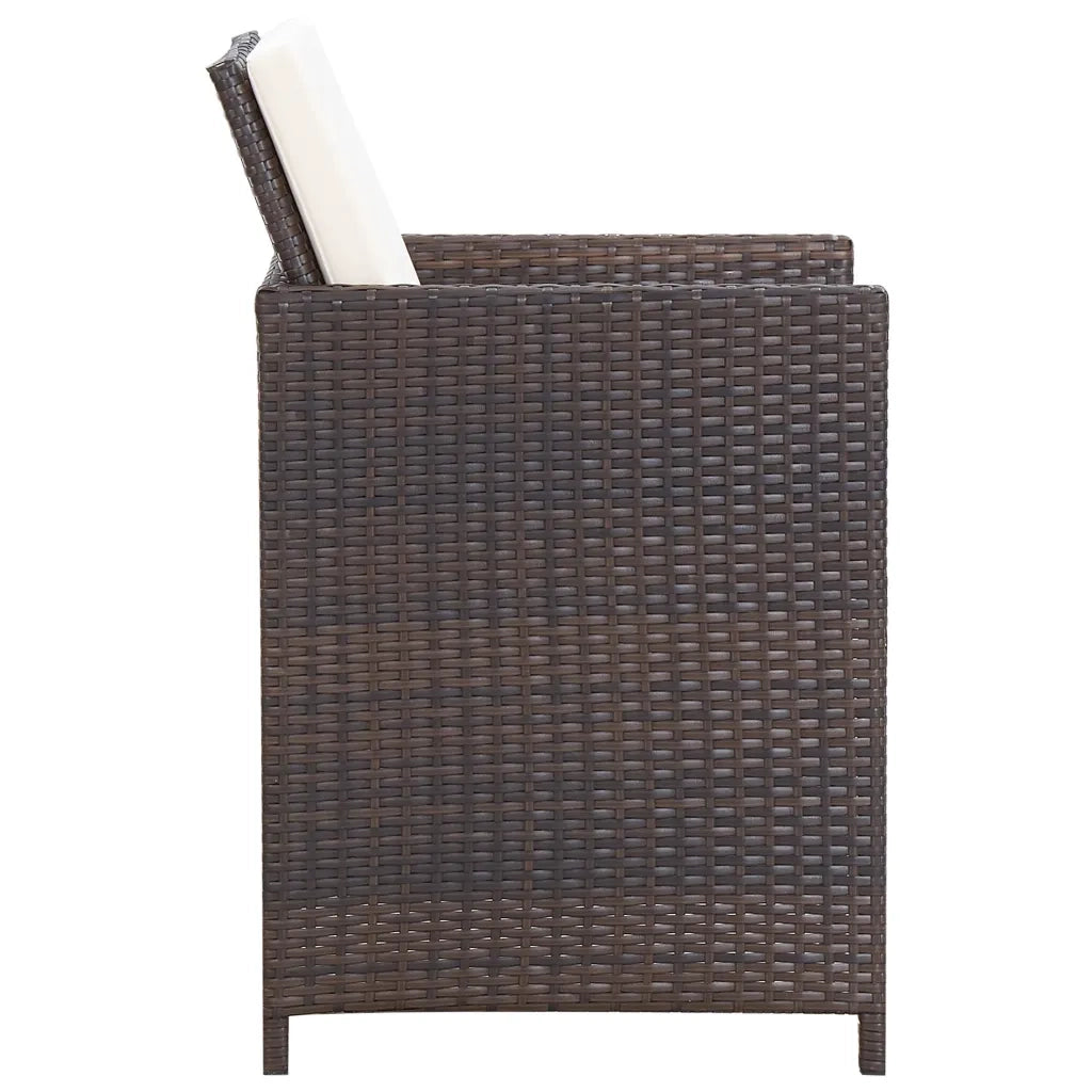 Set da Pranzo per Giardino 3 pz con Cuscini Marrone 3094299