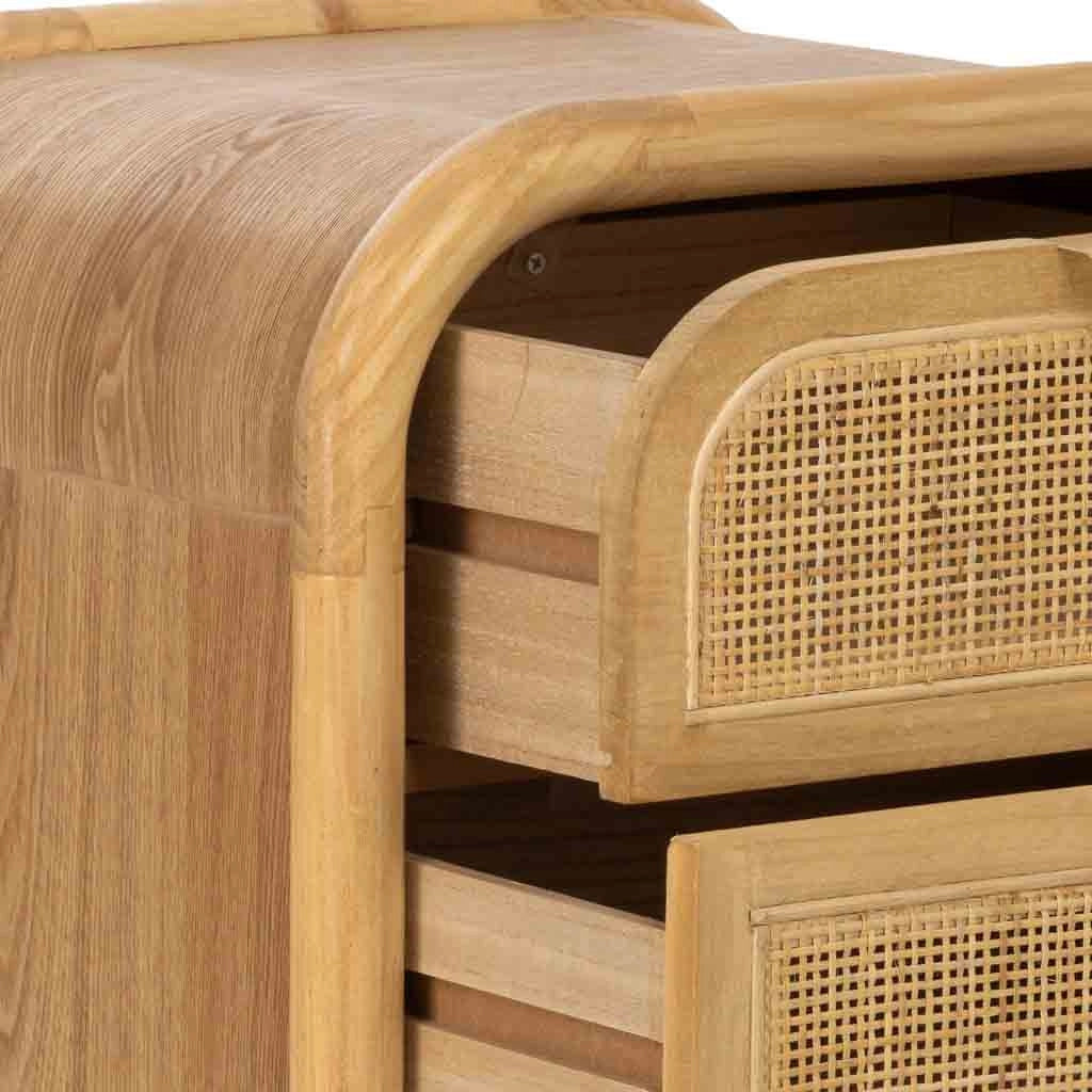 Comodino in legno e rattan marrone 45x35x66h cm