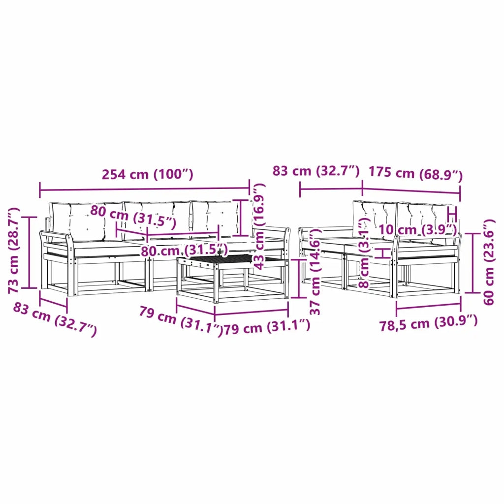 Set di divani da esterno 6 pz Bianco e Grigio Chiaro 3386060