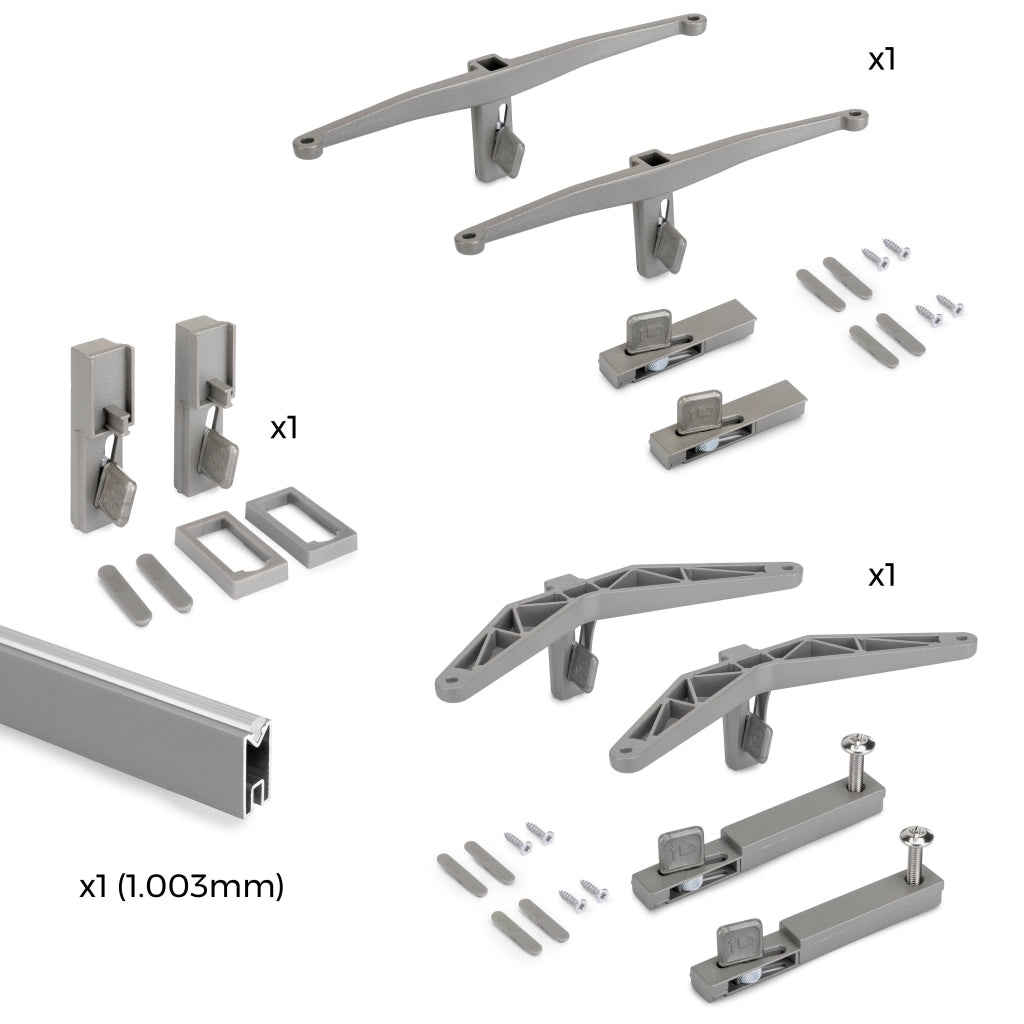 Kit Supporti per Mensole e Appendiabiti in Legno e Alluminio Emuca Zero Grigio Pietra