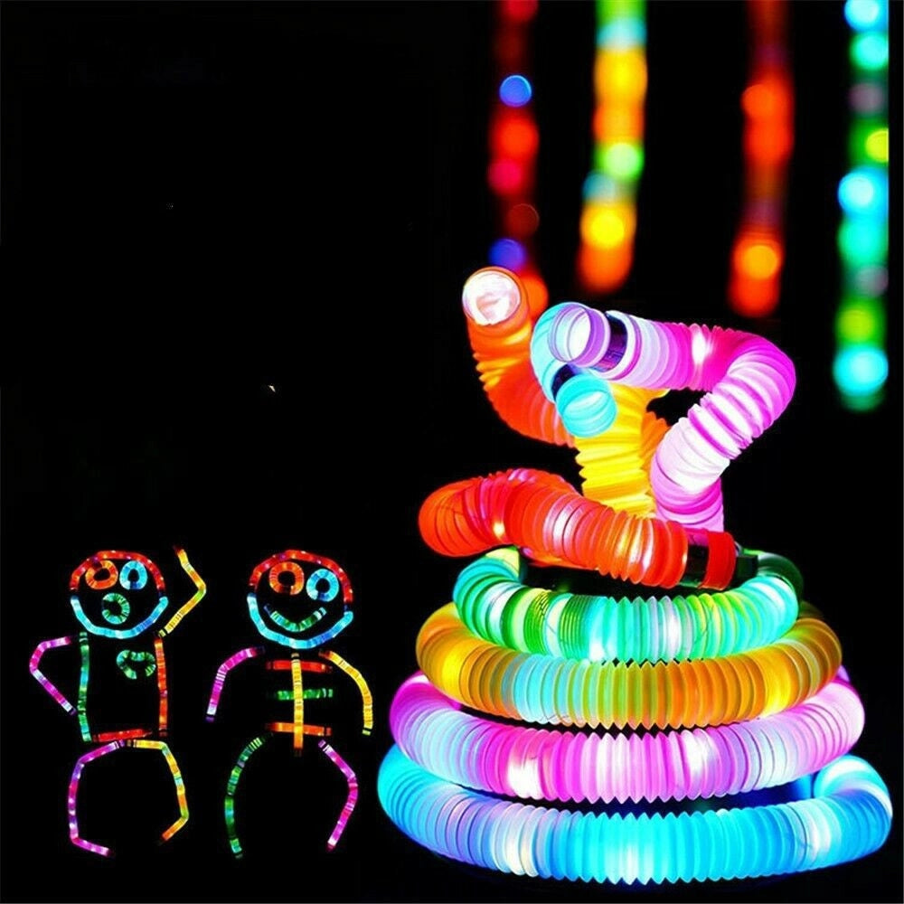 Trade Shop - Tubo Luminoso A Led Pop Antistress Giocattolo Sensoriale Per Bambini Stretch -      -4 Pezzi -