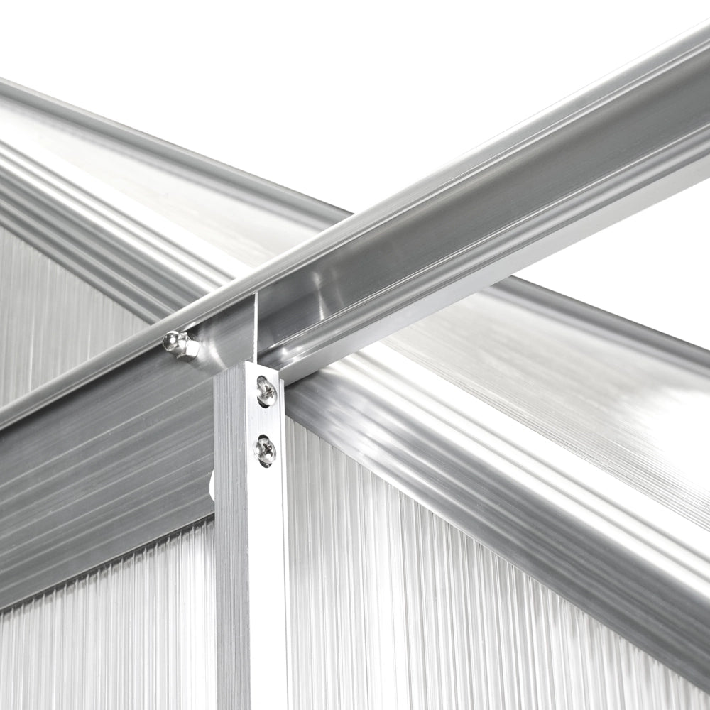Grande serra da giardino in policarbonato con struttura in alluminio Porte scorrevoli walk-in Protezione UV Argento