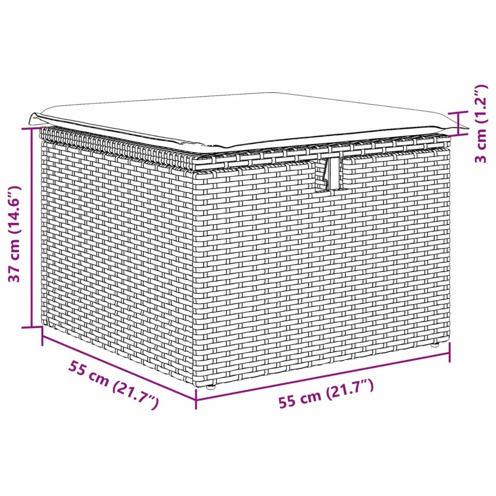 Set Divano da Giardino con cuscino 6 pcs Grigio Poly Rattan