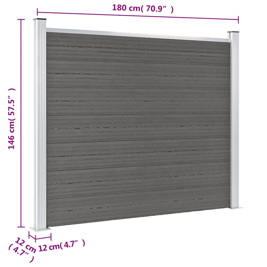 Pannello di recinzione | Recinzione da Giardino in WPC 180x146 cm Grigio