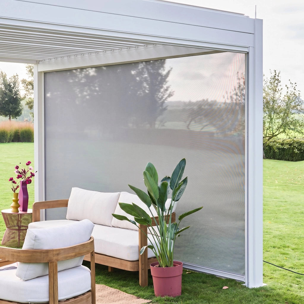 tenda laterale avvolgibile alluminio e textilene per pergola, 4m ,