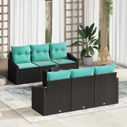 Set di divani con cuscino 7 pcs Nero e Turchese polyrattan 3346616