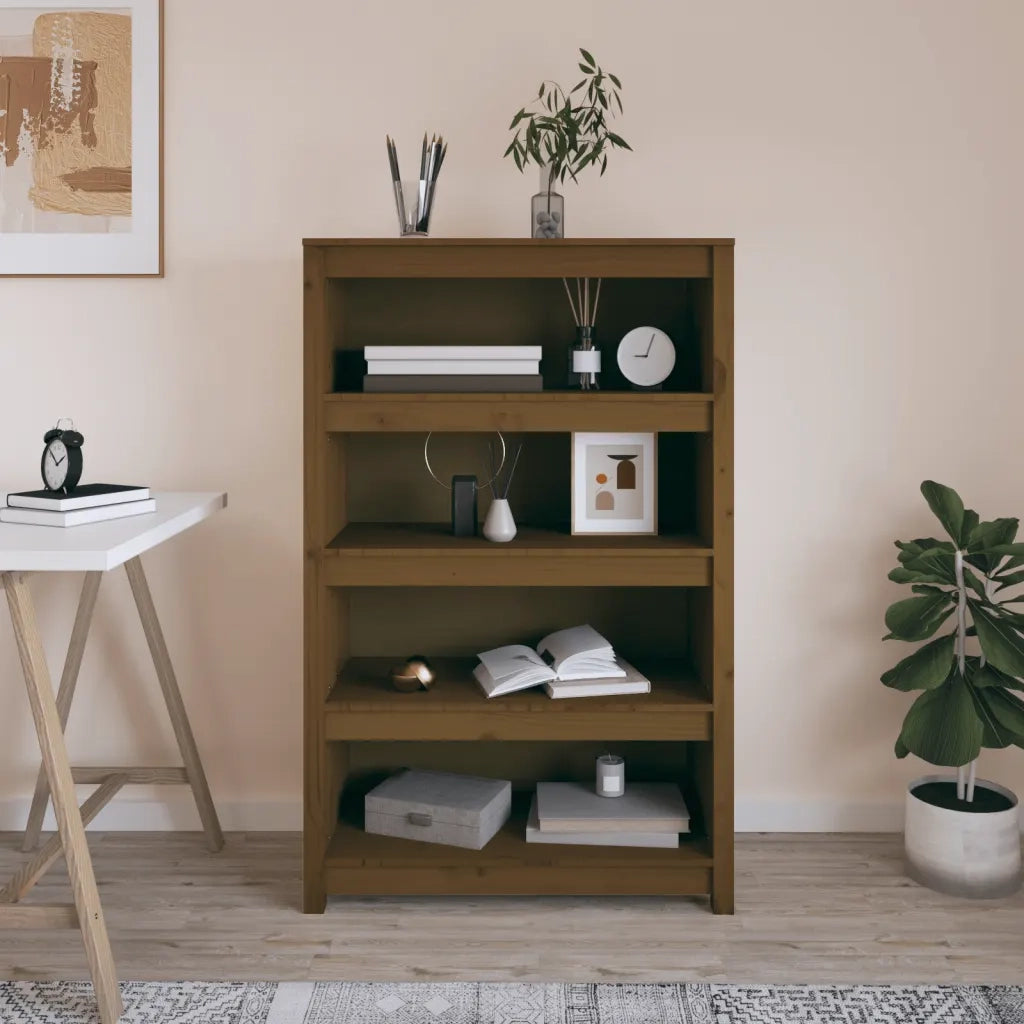Libreria Marrone ambra 80x35x126 cm in Legno Massello di Pino 821687