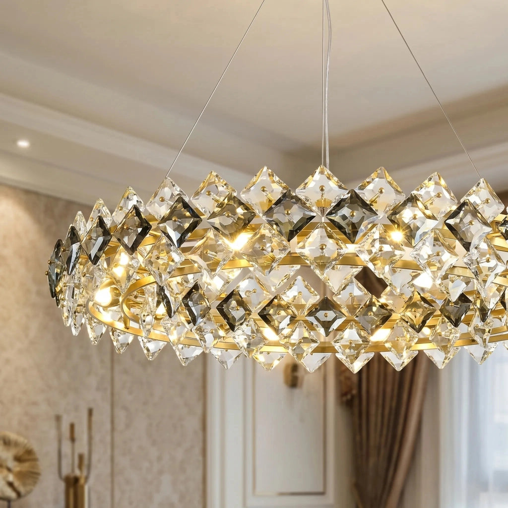 Lampada A Sospensione In Cristallo Swe094-cp 60cm Gold