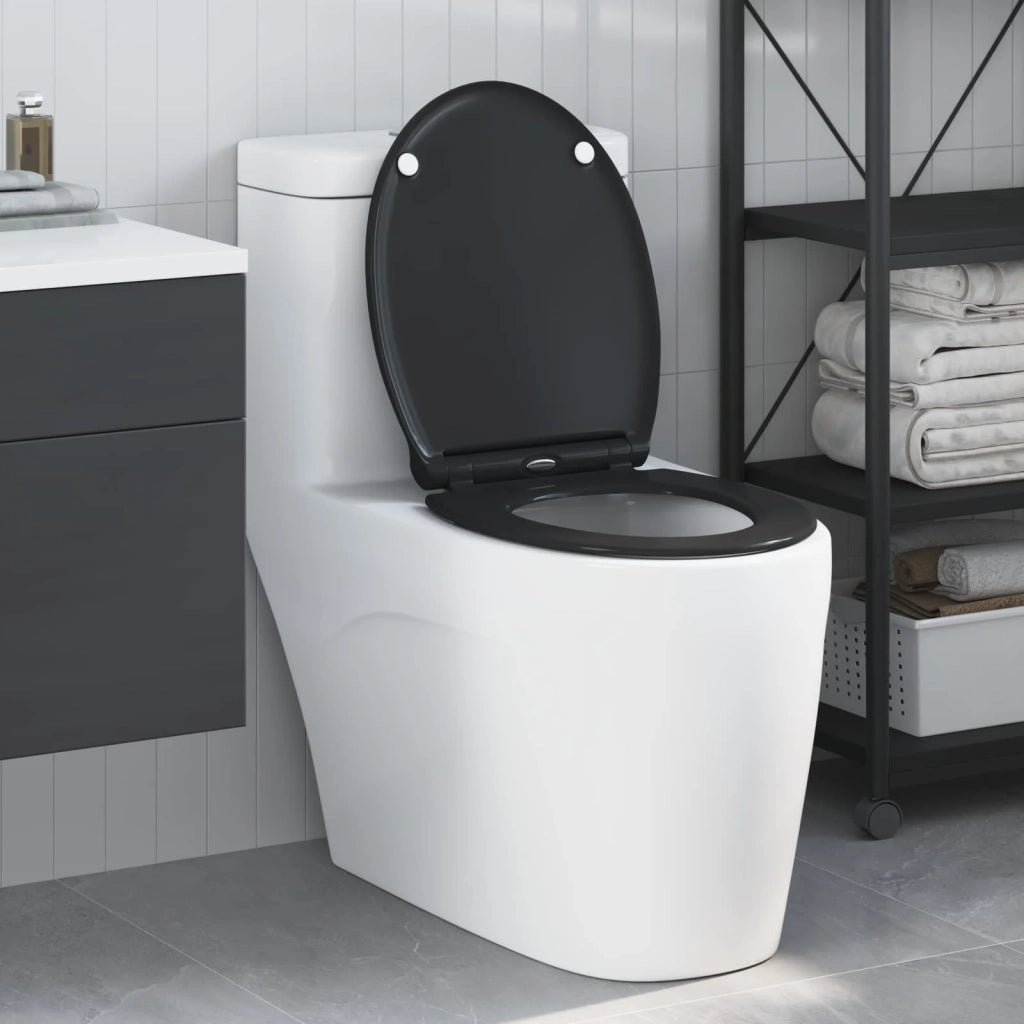 Sedile del WC Nero 47 x 37,5 x 3,8 cm Duroplast 42002364
