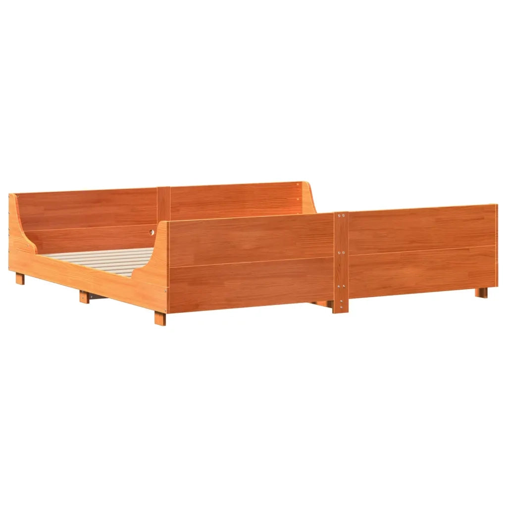 Letto senza Materasso-Struttura Letto Marrone Cera 200x200 cm in Legno di Pino 849920