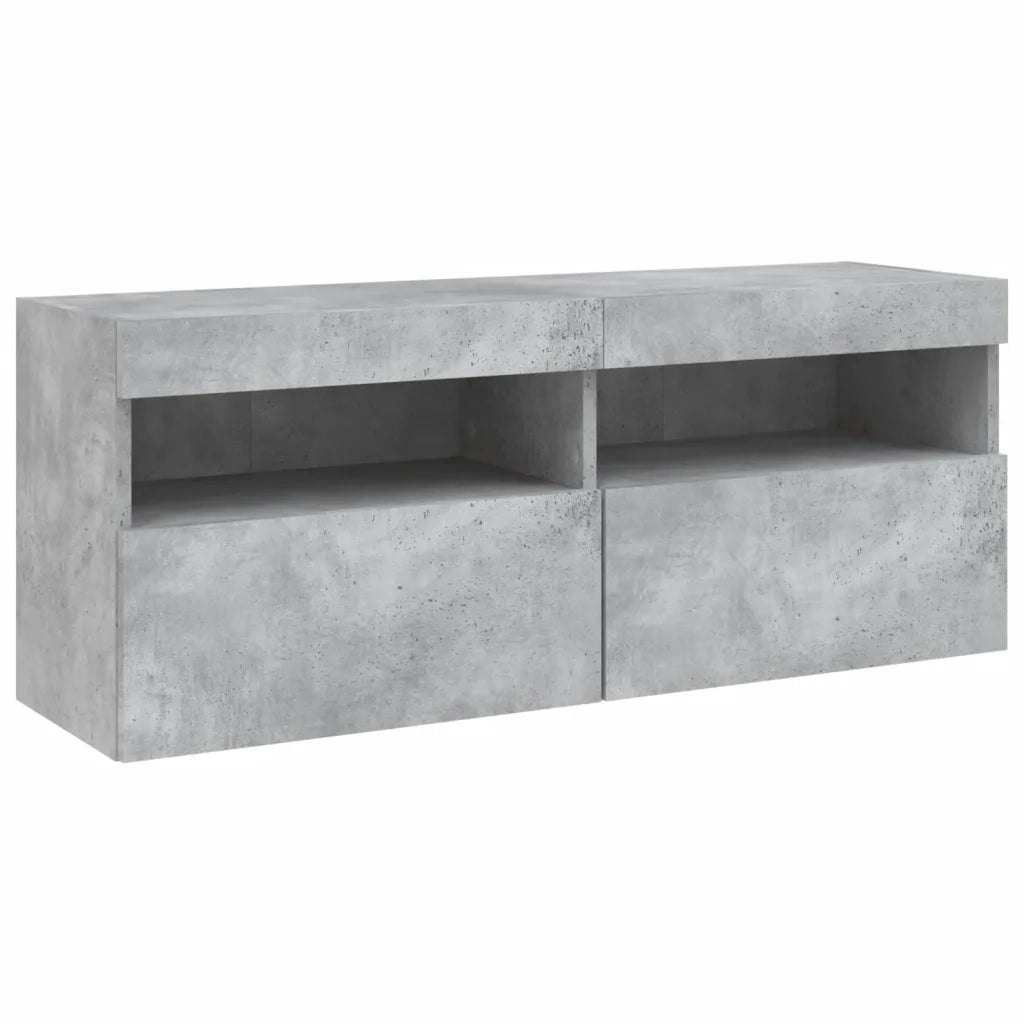 Mobile TV a Parete con Luci LED-Mobile TV a Muro Grigio Cemento 100x30x40 cm