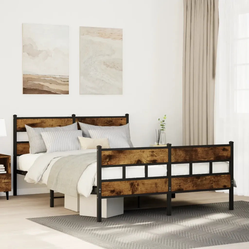 Giroletto senza Materasso in Metallo-Struttura Letto Rovere Fumo 140x200 cm 575516