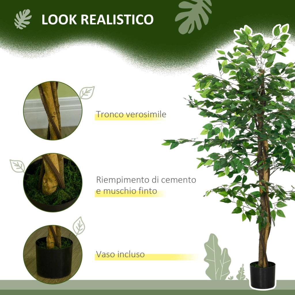 Pianta Artificiale Ficus ¨C Minimal ¨C Verde 150cm con Vaso