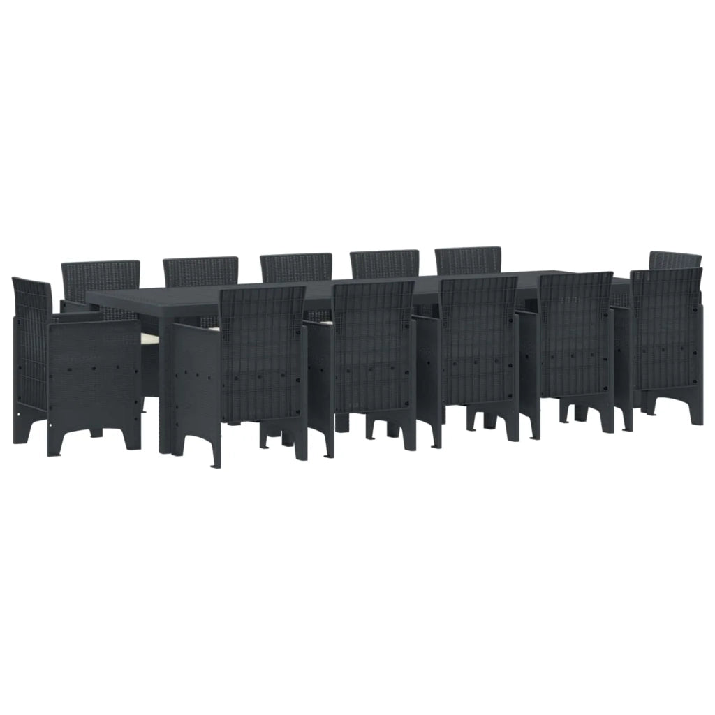 Set da Pranzo per Giardino 13 pcs Antracite Polyrattan