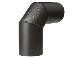 GOMITO 90  ° PORC. C/ISPEZIONE STUFE A LEGNA NERO OPACO ALA SMALTO TOP   EE ¸ mm.130    ALA