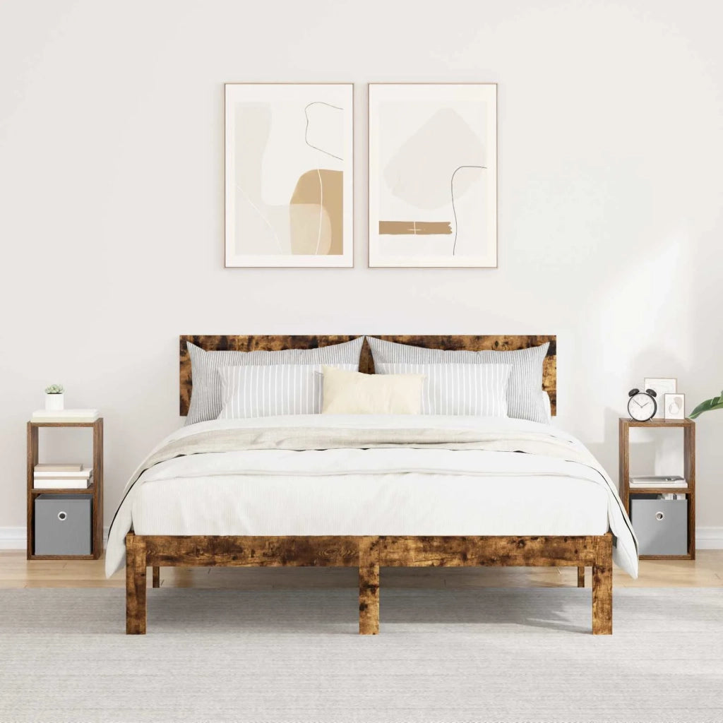 Comodino con cassetto 2 pcs Rovere fumé 25,5 x 22 x 49,5 cm 8000605