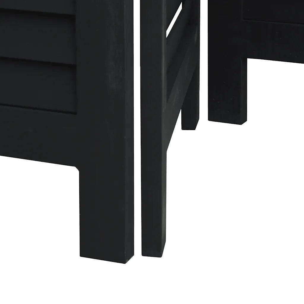Divisorio Ambienti | Divider per stanze | Paravento 4 Pannelli Nero Legno Massello di Paulownia