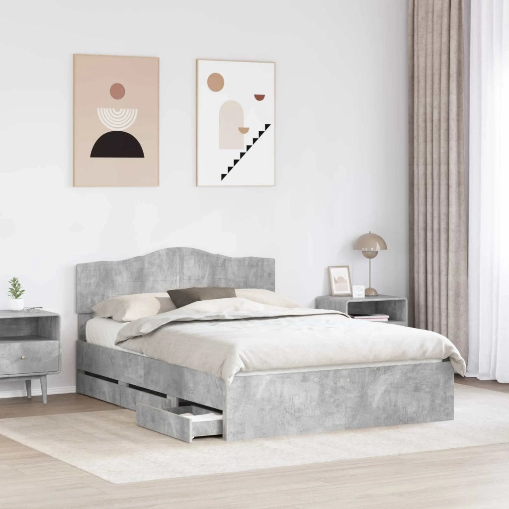 Struttura del letto con cassetto Grigio cemento 150 x 200 cm 3412994