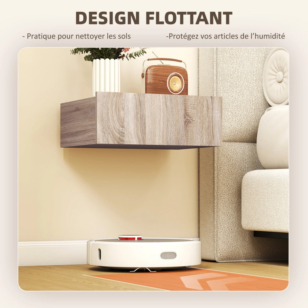 Comodino sospeso con cassetto ¨C Xylo ¨C Set da 2 pezzi quercia 40x30x15 cm