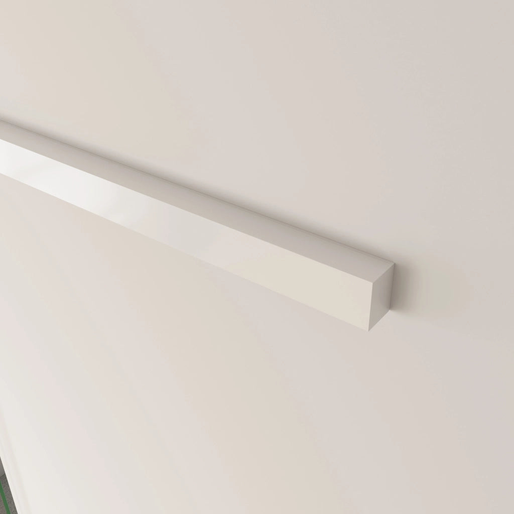 Porta Scorrevole Interna 82x215 cm in Vetro Temperato da 8 mm Opaco con Fasce Bianche Serigrafate Binario Alluminio Bianco