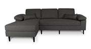 Divano angolare 3 posti con chaise longue sinistra tessuto grigio scuro - Washington - DI-WA05FBC-CLSX