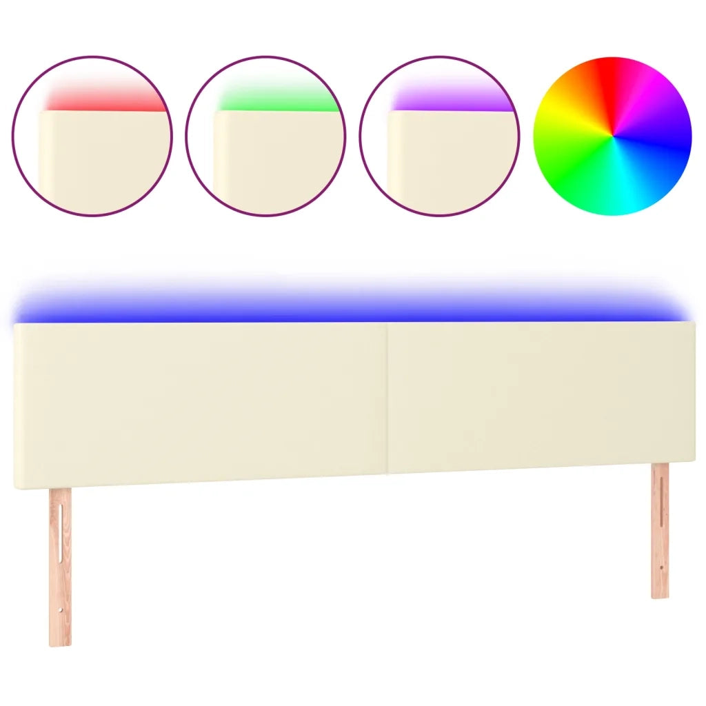 Testiera | Testata Crema a LED 200x5x78/88 cm in Similpelle